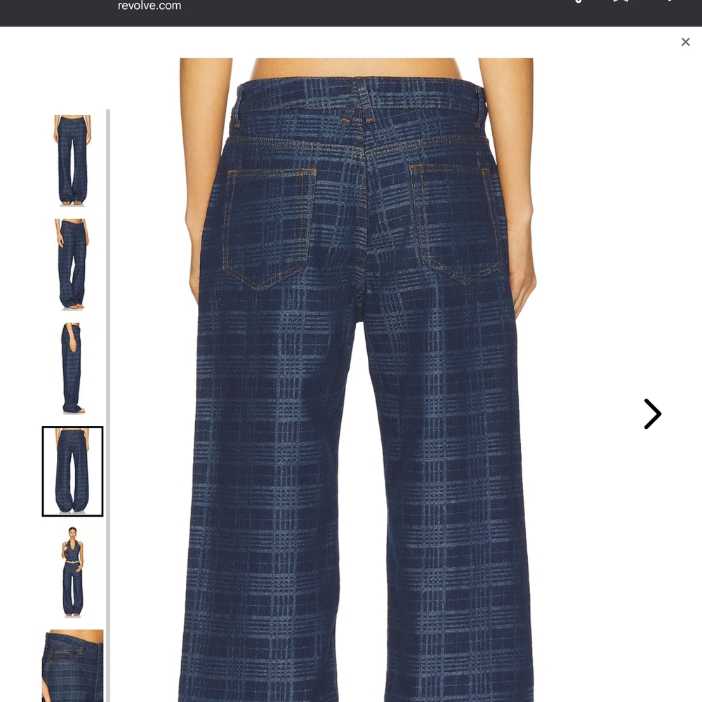 Lioness Navy Plaid Wide Leg Pants - Picture 3 of 10